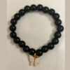 Black Beaded Bracelet with Butterfly Charm
