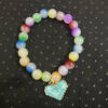 Rainbow Beaded Bracelet with Heart Charm