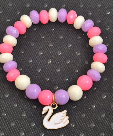 Swan Charm Beaded Bracelet
