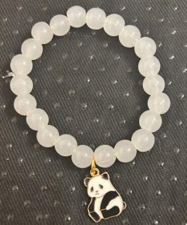 White Beaded Bracelet with Panda Charm